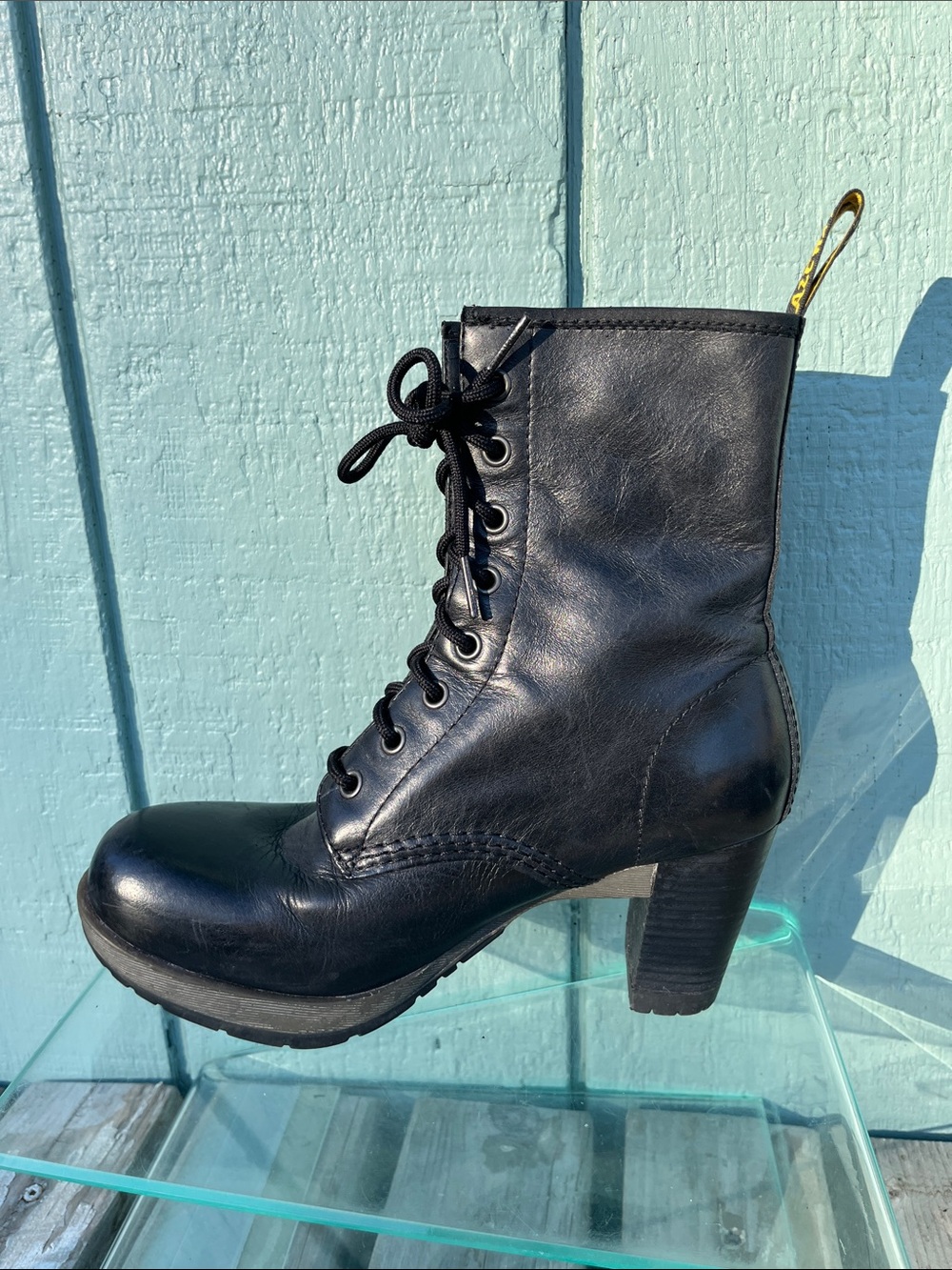 Dr. Martens Black Lace-Up Heeled Ankle Boots